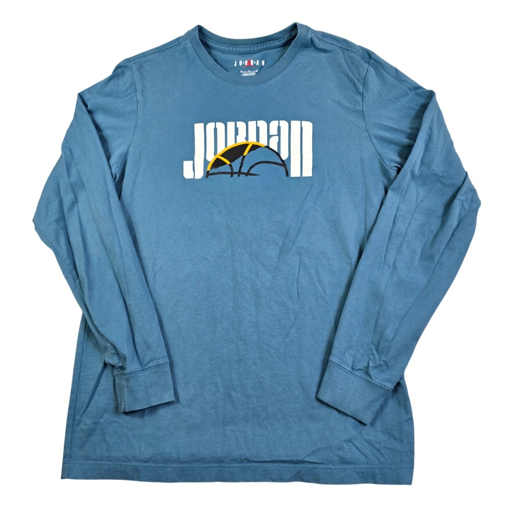 Jordan DNA Long Sleeve T-Shirt Mens Medium Blue Graphic Jumpman Basketball Tee
